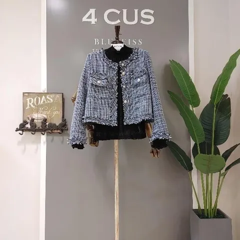 [대구백화점SG]  220FS1B7JK01096_네이비 골드 버튼 트위드 자켓