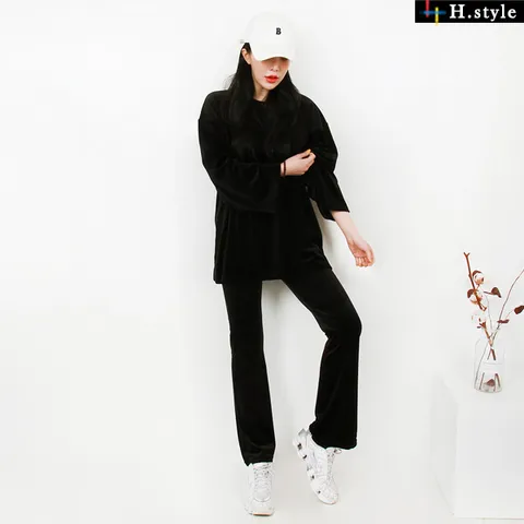 H스타일GD3014벨벳세트 트레이닝 츄리닝 상하세트 데일리 애슬레져 봄 조거 운동