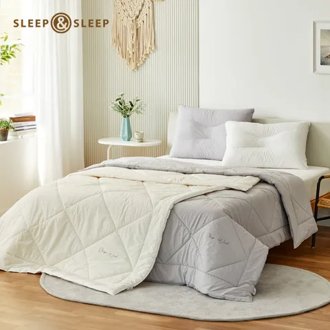 [롯데백화점][슬립앤슬립]베이직울 양모 차렵이불 S