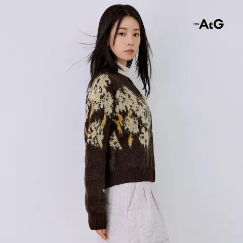 [온플] 더엣지 25FW 모헤어혼방 플라워 자카드 니트자켓