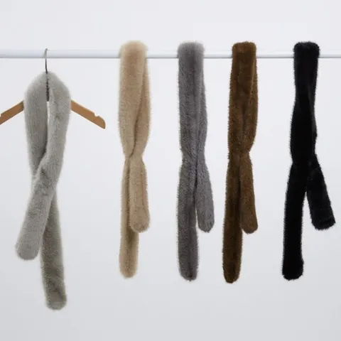 [애슬릿] 밍크 퍼 여성 자석 타이 머플러 겨울 목도리