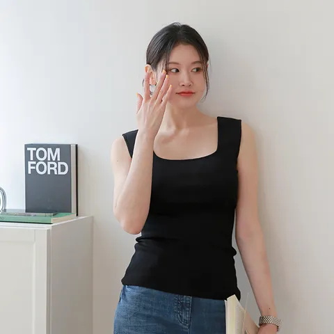 [최초가 89,000원][르포엠]스퀘어넥 니트탑 2종세트