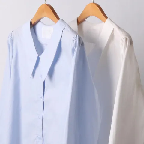 카라 퍼프 숄더 블라우스 204I558S 빅사이즈 여성의류