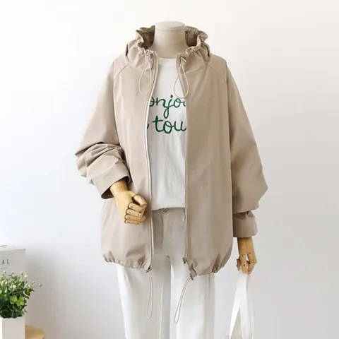 [브리치] 미즈큐즈 / 스트링 프릴넥 루즈핏 바람막이 야상 점퍼