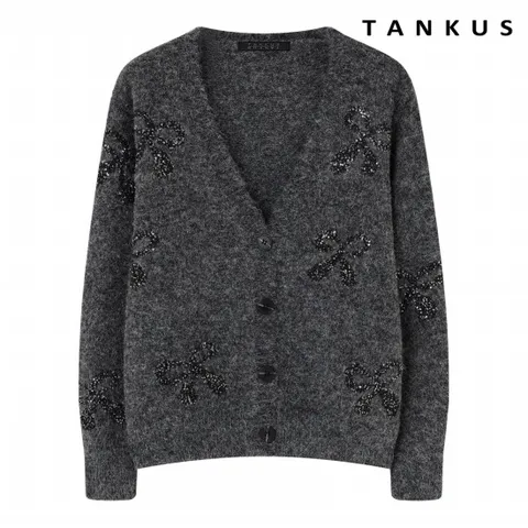 리본 스팽글 브이넥 니트 가디건 (TX4CD002L0)