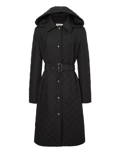 닥스 여성 [[24FW]] DLJU4DE97BK [반값[퀼팅] 블랙 탈착 후드 핏 앤 플레어 롱 퀼팅 점퍼