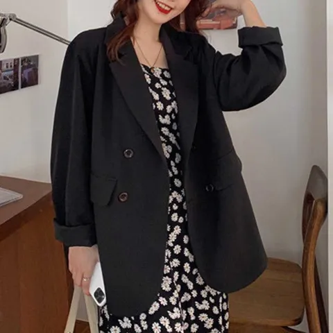 얇은 봄 여름 자켓 차르르 핏 더블버튼 캐주얼룩 여성가을자켓 가을아우터 여성정장자켓