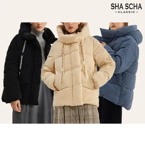 [홈쇼핑인기]샤샤 레터링 코듀로이 후드패딩 1종