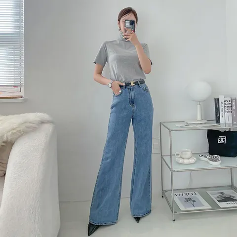 [브리치] 러블리감성 / 봄옷 와이드 부츠컷 연청바지