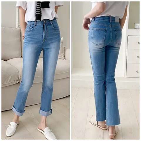 여자 봄 여름 가을 겨울 스판 히든밴딩 슬림 일자 청바지 간절기 썸머 핏이 예쁜 날씬 데님팬츠