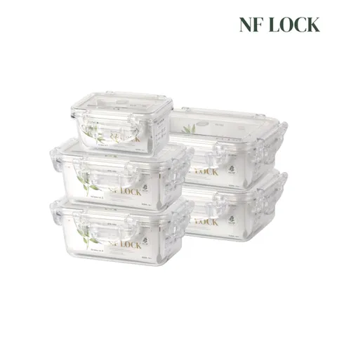 [롯데백화점][엔에프락]직사각 트라이탄 밀폐용기 220 + 450 x 2 + 635 x 2  5종세트