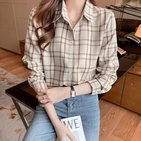 베이즈 체크 카라 셔츠