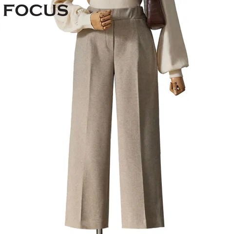 [롯데백화점][포커스]9부 와이드 모직 팬츠_FW4J3PT3164