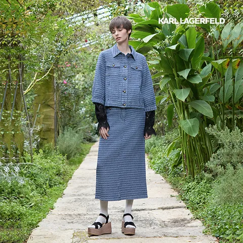 1-2 칼라거펠트 25SS De Nimes 자카드 니트 스커트