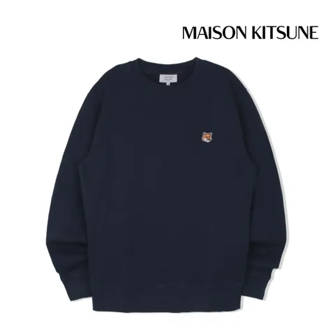 [정품] 메종키츠네 맨투맨 폭스 헤드 패치 레귤러 스웨트셔츠 남성 잉크블루 LM00301KM0001-P476