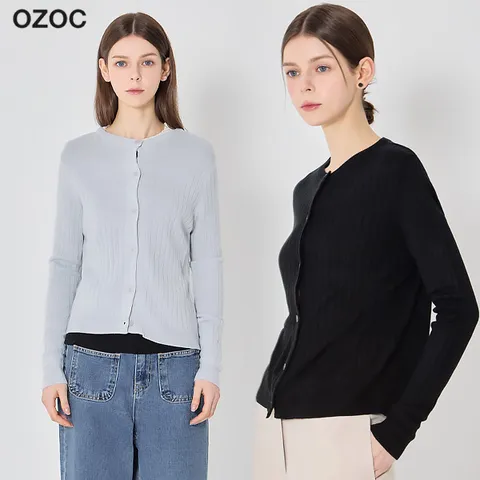 [오조크(OZOC)] 베이직 라운드 골지 가디건 (택가격 74000원)