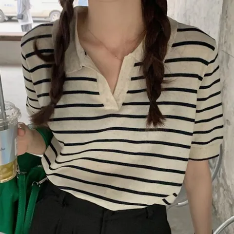 [브리치] 허그허그 / 폴로 브이트임 스트라이프 탑