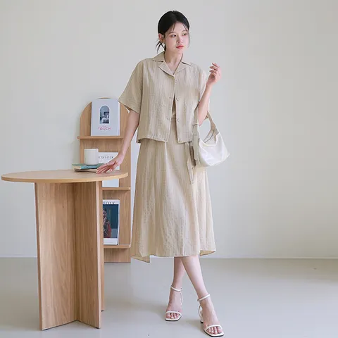 [최초가 99,000원][르포엠]케이시 블라우스 자켓 원피스 셋업