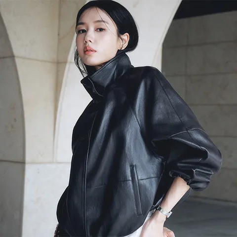 [온플]셀렙샵 에디션 26FW FAUX 레더 하이넥 점퍼 (여)