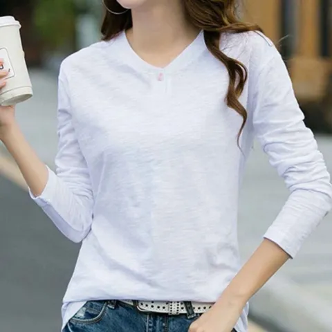 티셔츠 라운드 입는 면 티 넥 긴팔 데일리 매일 무지 여자흰티 무지티 여름긴팔티