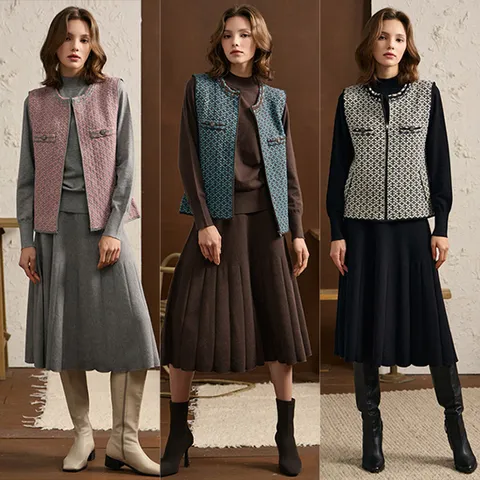 팬시얀 트위드 니트 베스트 셋업 3종 BKA244F0301SO