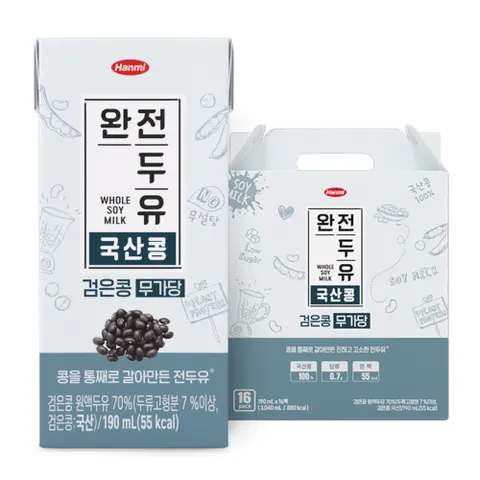 한미 완전두유 국산콩 검은콩 무가당 190ml