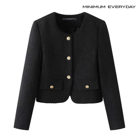 정상가69,000 | [미니멈 에브리데이] 노카라 페미닌 페이크 포켓 트위드 자켓 (EA3JK014D)