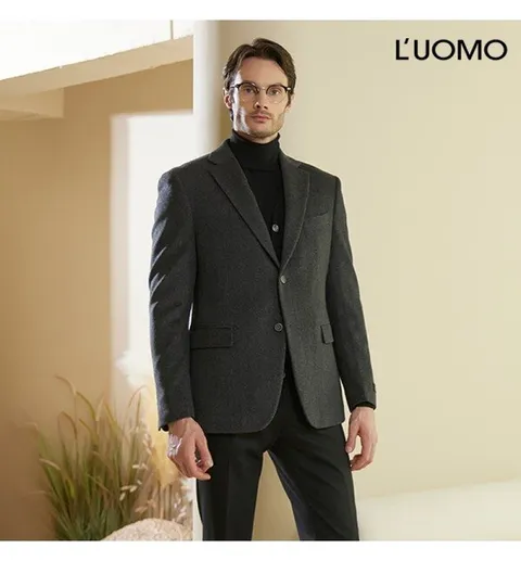 워모 남성 울 캐시미어 블렌딩 퀼팅 재킷 그레이