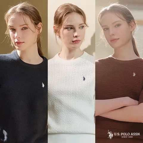 [최신상/앱2만][U.S POLO ASSN.] 26SS 썸머 프렌치린넨 블렌디드 반팔니트 3종 여성