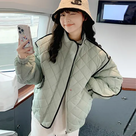 232513 - 라인 하이넥 패딩점퍼 숏패딩 퀼팅점퍼 경량패딩 여성패딩 누빔점퍼 퀼팅패딩  여성점퍼 항공점퍼 점퍼