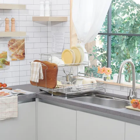 [CJ단독]아이넥스 클린엣지 스마트 3단 확장형 식기건조대 풀세트