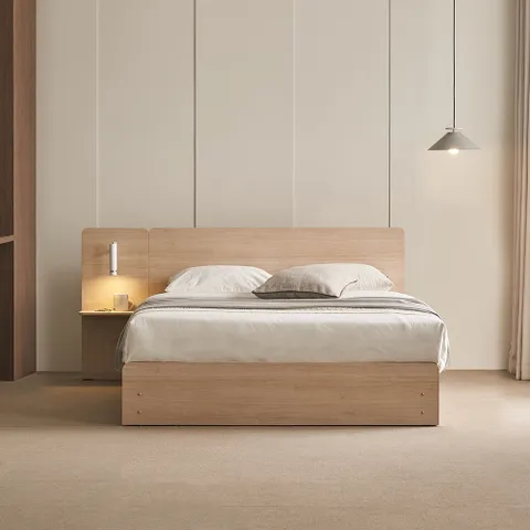 플랫온 LED 호텔침대 Q세트(LED사이드패널1+휴 플랫탑매트)