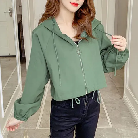 여성 루즈핏 크롭자켓 2컬러 1P 간절기 후드집업 점퍼 여성자켓 여자자켓 루즈핏자켓