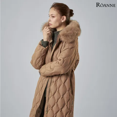 [최초가 499,000원]  폭스 퍼 퀼팅 구스다운 롱코트