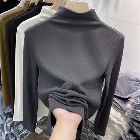 벨벳 긴팔 하프넥 반목티 터틀넥 겨울 이너티 반폴라 여자패션 여성패션 니트 브이넥니트