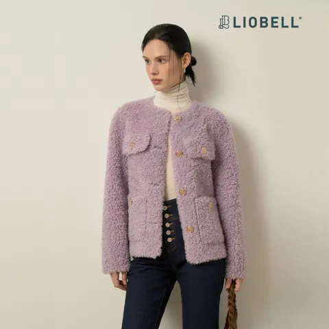 [최초가 99,000원] 리오벨 양모 블렌디드 부클트위드 폴리자켓