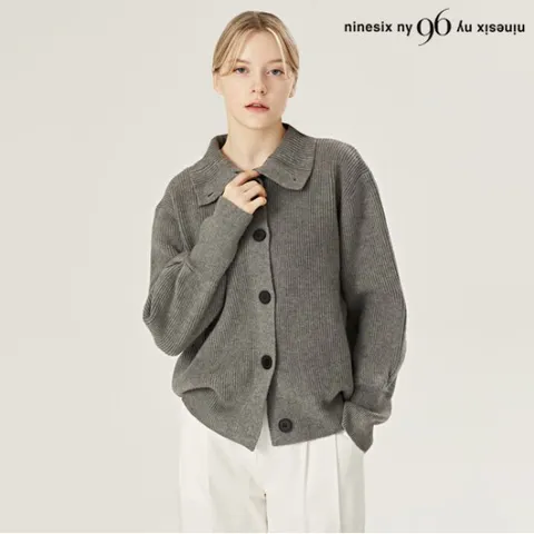 정상가119,000원｜하이넥 버튼 퍼프 소매 비스코스 가디건 (NN4CK007L0)