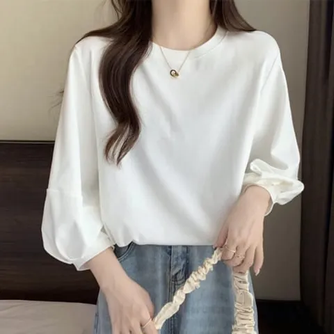 [브리치] 나바바 / NT607 심플 데일리 퍼프 소매 7부 티셔츠
