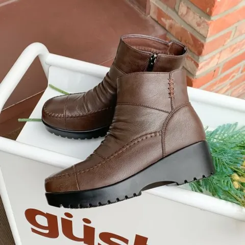 [브리치] 제이슈 / 제이슈 소가죽 기모안감 로안 통굽 앵클부츠 5cm