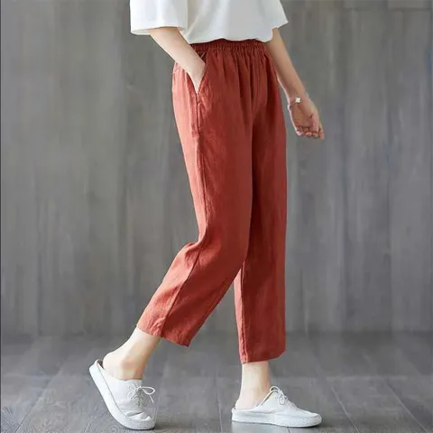 배기핏 여성바지 슬랙스 여름 면바지 밴딩팬츠 외출복 우경 여자바지 와이드팬츠