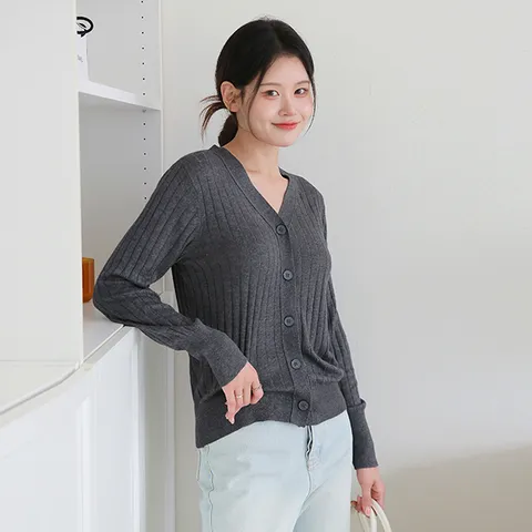 [최초가 109,900원][르포엠]루시 골지 브이넥 니트 가디건 3종세트