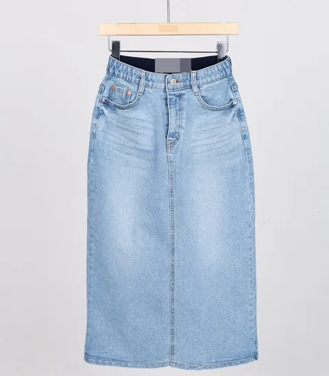 여성 스판 뒷트임 H라인 데님 롱 스커트 핏이 예쁜 청치마