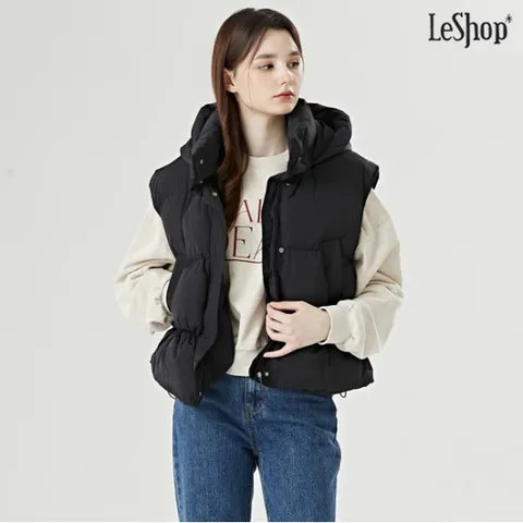 후드 스트링 캐쥬얼 패딩 집업 베스트 (DO4VW005A)