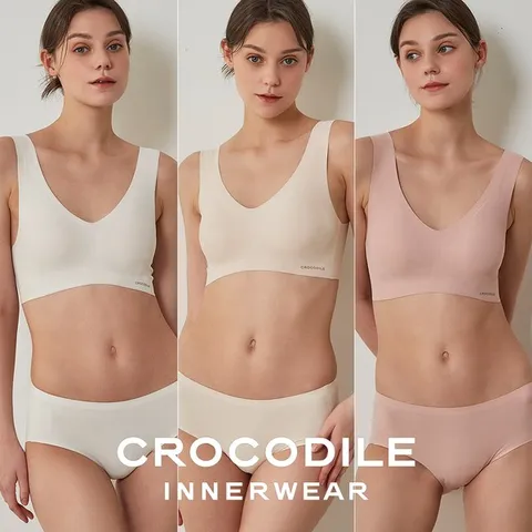[하프클럽/크로커다일 이너웨어]라이크라쉘론 V넥 감탄브라 오트밀 베이지 핑크베이지 6종세트 CDW3M2526