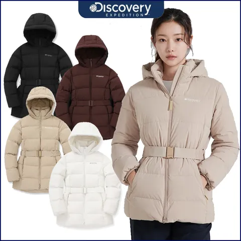 디스커버리 가격인하 여성 고윤정 베니아 구스 미드 벨트패딩 DWDJ96046