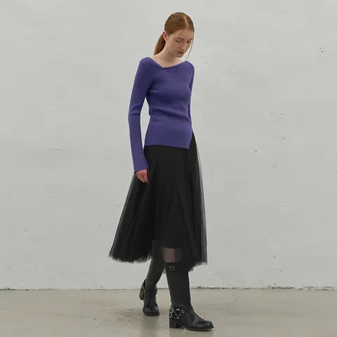 [나인] 볼륨 플레어 밴딩 샤 스커트(SK-4887)