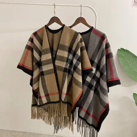 [브리치] 허니제이 / 로바니 빅체크 테슬 와이드 롱 머플러 숄 판쵸