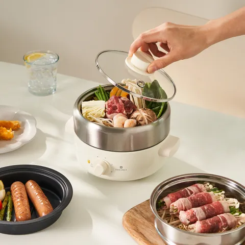 올스텐 4in1 분리세척 계란찜기 멀티쿠커 전골냄비 전기그릴 라면포트 NJM221CW