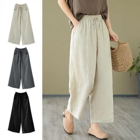 통바지 린넨 긴바지 밴딩 여자밴딩 와이드 여름긴 여성 여름린넨 여름 팬츠 여성밴딩