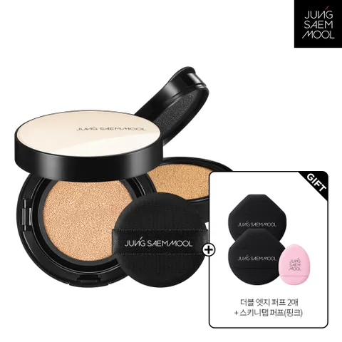 정샘물 에센셜 스킨 누더 쿠션 (본품+리필) + 더블엣지퍼프 2P